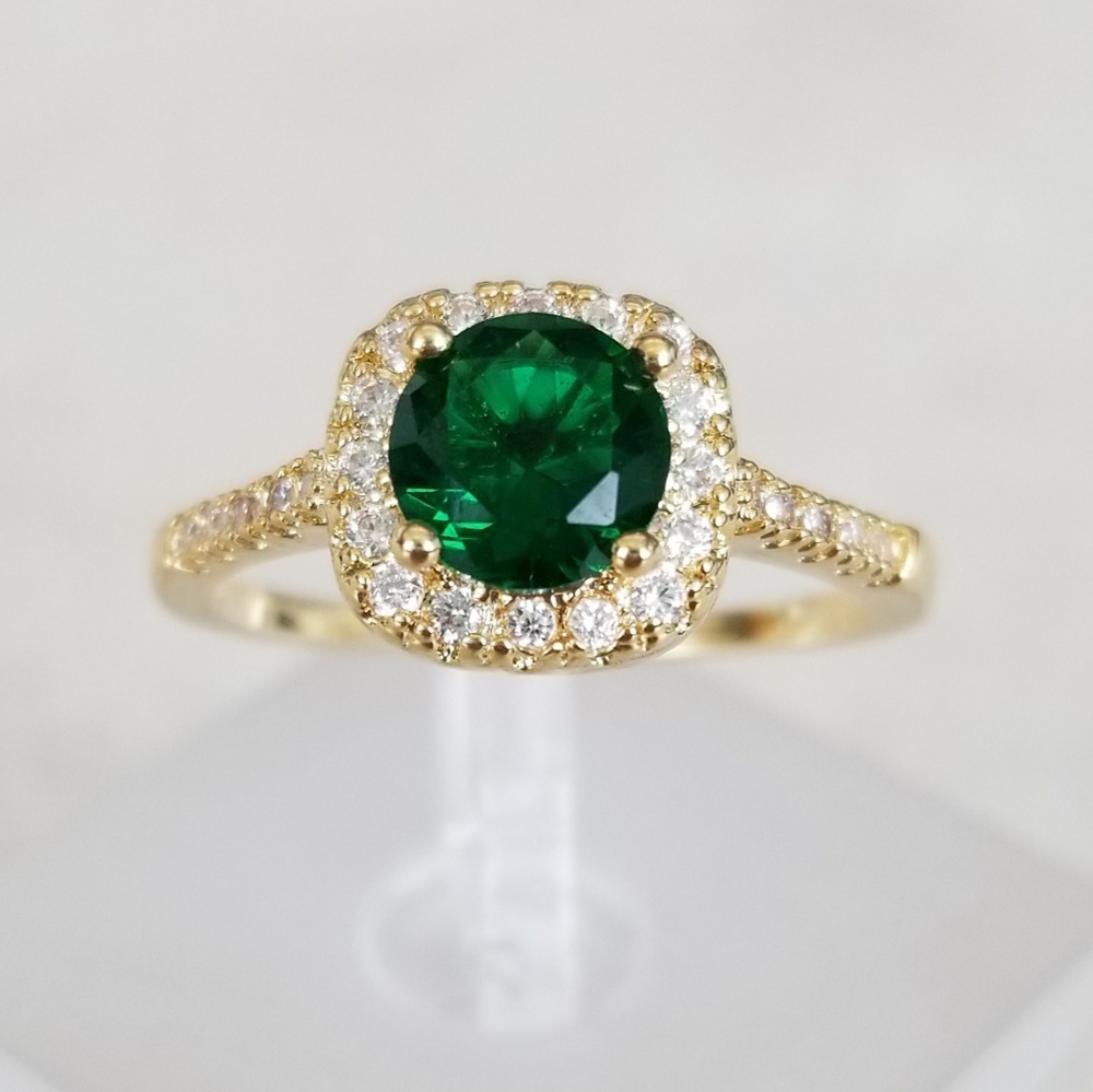 18k Over Sterling Emerald Ring